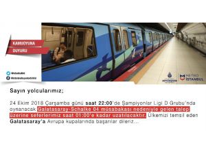 Galatasaray-schalke 04 Şampiyonlar Ligi Maçı Sebebiyle İbb Metro Seferlerini Uzattı