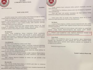 İstanbul Cumhuriyet Başsavcılığı’ndan Yapılan Açıklamada, "Cemal Kaşıkçı Evlilik İşlemleri İçin Girdiği Suudi Arabistan Başkonsolosluğu’nda Daha Önceden Yapılan Planlama Doğrultusunda Konsolosluk Binasına Girer Girmez B
