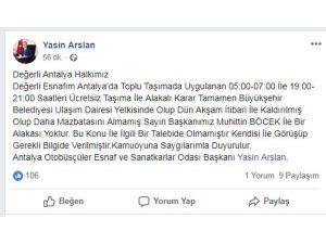 Antalya'da Ücretsiz Otobüs Uygulaması Kaldırıldı