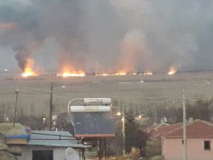 Eber Gölü’nde Yangın
