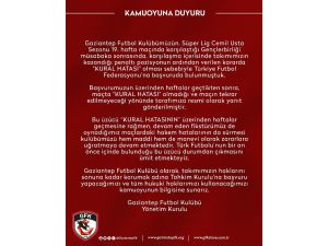 Gaziantep Fk’dan Tff’ye Sert Tepki