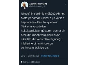 Bakan Gül’den Yunanistan’a "Müftü Ahmet Mete Kararı" Tepkisi