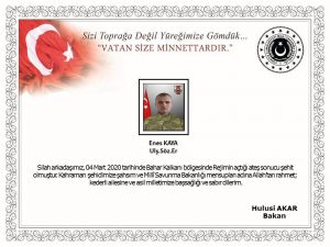 Msb: “Bahar Kalkanı Bölgesinde 2 Asker Şehit Oldu, 3 Asker Yaralandı”