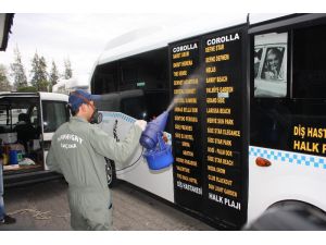 Manavgat’ta toplu taşıma araçlarına dezenfekte