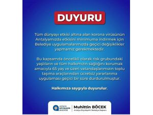 Antalya’da 65 yaş üstü ücretsiz ulaşım kartları geçici süreyle durduruldu