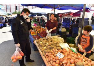 Kepez zabıtası yaşlılar için pazar ve market alışverişinde