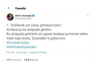 Vali Karaloğlu’ndan duygusal paylaşım: “Vakit saati doldu”