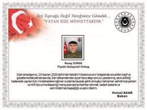 Msb: "23 Haziran 2020 Tarihinde Hakkâri/yüksekova Sınır Bölgesinde İcra Edilen Keşif Ve Gözetleme Faaliyeti Esnasında, İran İstikametinden Açılan Taciz Ateşi Sonucu İki Kahraman Silah Arkadaşımız Yaralanmış, Bir Kahrama