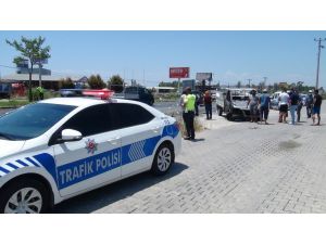 Alev alan kamyonetten son anda atlayıp kurtuldu