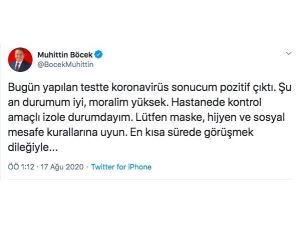 Başkan Böcek’in Covid 19 testi pozitif çıktı, hastanede izole altına alındı