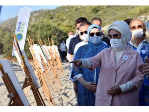 Emine Erdoğan, çip takılan caretta carettaları denize bıraktı