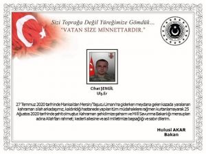 Msb: "Hakkari / Şemdinli Bölgesindeki Bir Üs Bölgemizde Alarm Tatbikatı Uygulaması Esnasında Mevzide Dengesini Kaybederek Kayalıklardan Düşen Ve Ağır Yaralanan Bir Kahraman Silah Arkadaşımız, Derhal Helikopterle Hastane