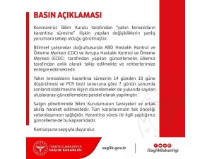 Sağlık Bakanlığından ’Yakın Temaslıların Karantina Süresine’ İlişkin Yeni Açıklama