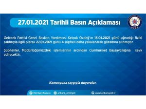 Ankara Emniyet Müdürlüğü: "Selçuk Özdağ’ın Uğradığı Saldırıyla İlgili 4 Şahıs Daha Gözaltına Alındı’’