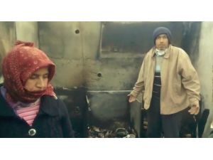 Evleri yanıp kül olan karı-koca ortada kaldı