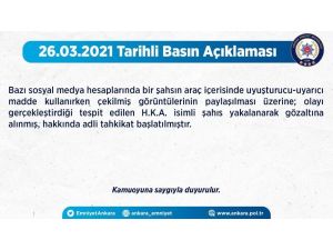 Ankara Emniyet Müdürlüğü: "Araç İçerisinde Uyuşturucu Kullanan Şahıs Gözaltına Alındı"