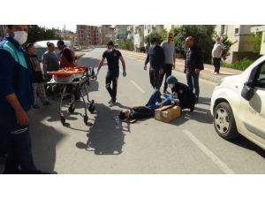 Ticari araca çarpan bisiklet sürücüsü yaralandı