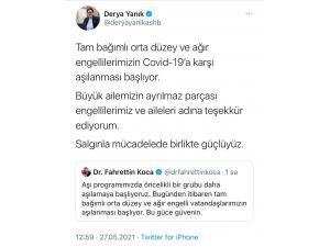 Bakan Yanık’tan Sağlık Bakanı Koca’ya Teşekkür