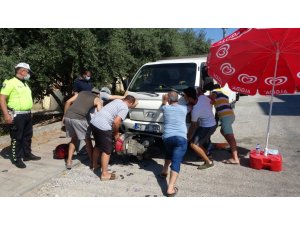 Başındaki kask sayesinde ölümden döndü