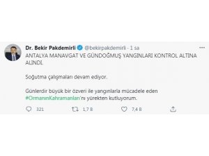 Bakan Pakdemirli, Manavgat yangınının kontrol altına alındığını duyurdu