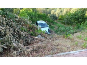 Otomobil bahçeye uçtu: 3 yaralı