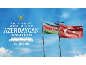 Cumhurbaşkanı Erdoğan: "Azerbaycan topraklarını özgürlüğüne kavuşturan şanlı mücadelenin yıl dönümü Anım Günü’nde tüm şehitlerimizi rahmetle yad ediyorum"