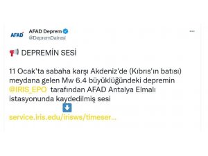 Akdeniz’de 6.4 büyüklüğündeki depremin ürkütücü sesi  kaydedildi