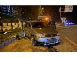 Refüje Çıkan Otomobilin Sürücüsü Yaralandı