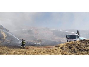 Burdur’da Çıkan Yangında Çok Sayıda Saman Balyası Kül Oldu