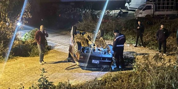 Kontrolden çıkan araç takla attı: Sürücü yaralı