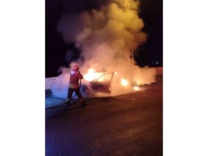 DÖRTYOL’DA OTOMOBİL ALEVLERE TESLİM OLDU