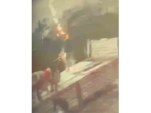 TIRDAN YÜK İNDİREN ŞAHSA YILDIRIM İSABET ETTİĞİ ANLAR KAMERADA