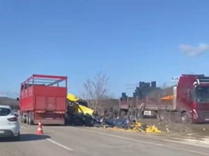 BURDUR’DA LİMON YÜKÜ TIR ŞARAMPOLE DEVRİLDİ