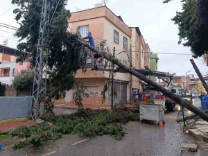 AKDENİZ’DE SAĞANAK MESAİSİ GECE BOYU SÜRDÜ