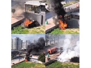 MERSİN’DE İŞ YERİNİN DUVARINA ÇARPAN OTOMOBİL ALEV ALDI: 1 YARALI