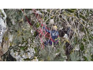 DAĞDA MAHSUR KALAN KEÇİ KURTARILDI