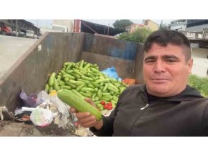 TOPTANCI HALİNDE ÇÖPE ATILAN SEBZELERE TEPKİ