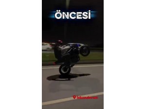 PLAKAYI SÖKÜP SOSYAL MEDYA UĞRUNA ŞOV YAPAN MOTOSİKLET SÜRÜCÜSÜNE 128 BİN TL CEZA