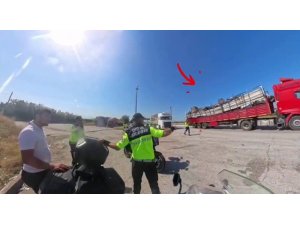 OTOYOLDA TEHLİKELİ YÜK TAŞIYAN TIR, JANDARMANIN DİKKATİNDEN KAÇMADI