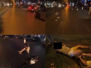 MERSİN’DE MOTOSİKLETİN YAYAYA ÇARPTIĞI KAZA KASK KAMERASINDA