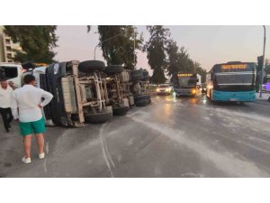 ANTALYA’DA BETON MİKSERİ DEVRİLDİ: 1 YARALI
