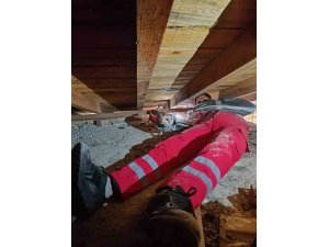 TELEF OLAN EŞİNİN BAŞINDAN AYRILMAYAN BAYKUŞ KURTARILDI