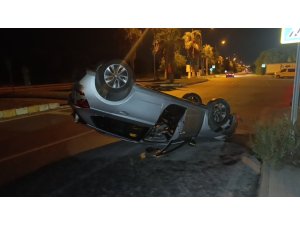 OTOMOBİL TAKLA ATTI, SÜRÜCÜ ALKOLLÜ ÇIKTI