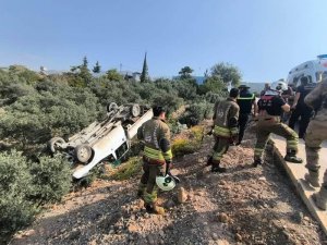 ZEYTİNLİĞE UÇAN KAMYONETİN SÜRÜCÜSÜ YARALANDI