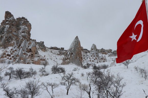 Kapadokya’dan Muhteşem Kar Manzaraları
