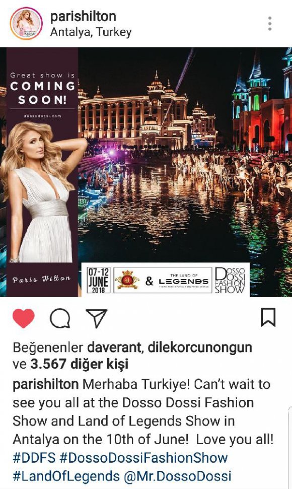 Paris Hilton'dan 'Merhaba Türkiye' mesajı