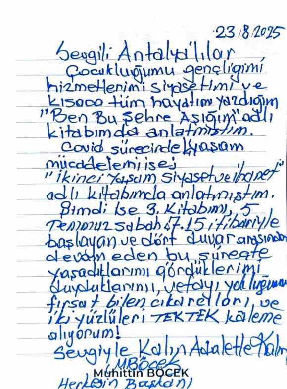 MUHİTTİN BÖCEK CEZAEVİNDE ÜÇÜNCÜ KİTABINI YAZIYOR