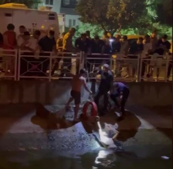 UYGULAMAYA GİRMEMEK İÇİN KANALA ATLADI, BOĞULMAKTAN VATANDAŞLAR KURTARDI