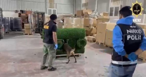 BİNLERCE UYUŞTURUCU HAPI YAPAY ÇİMİN İÇERİSİNE SAKLADILAR