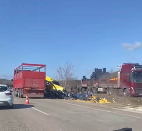 BURDUR’DA LİMON YÜKÜ TIR ŞARAMPOLE DEVRİLDİ